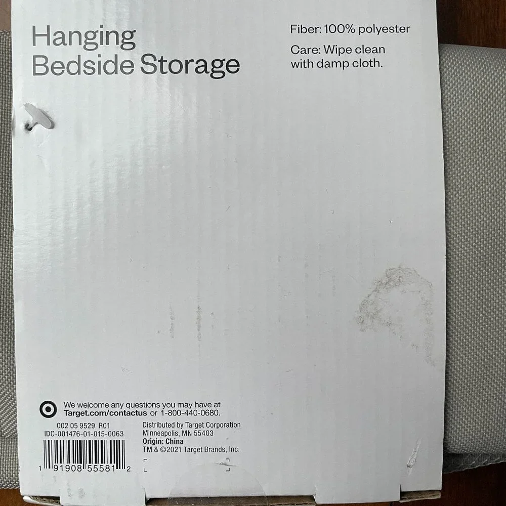 NEW Room Essentials Light Gray Bedside Hanging Organizer Storage